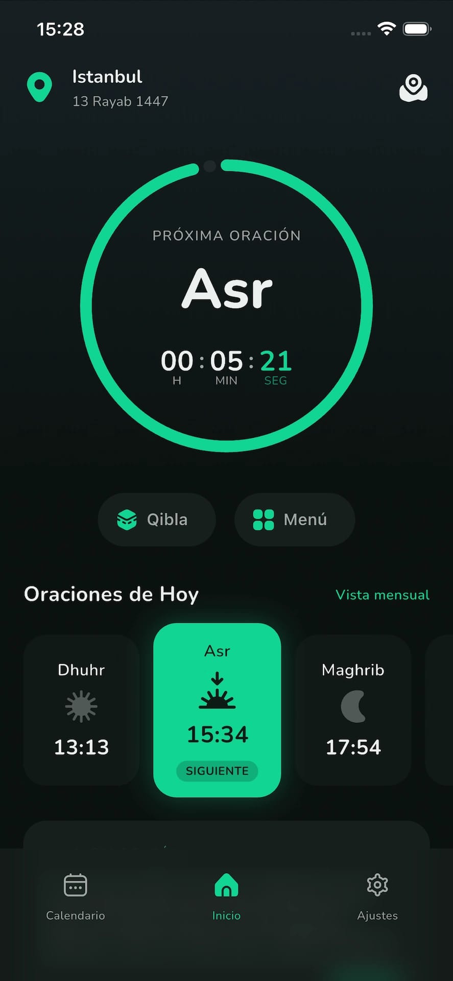 Aplicación WAQT de Horarios de Oración