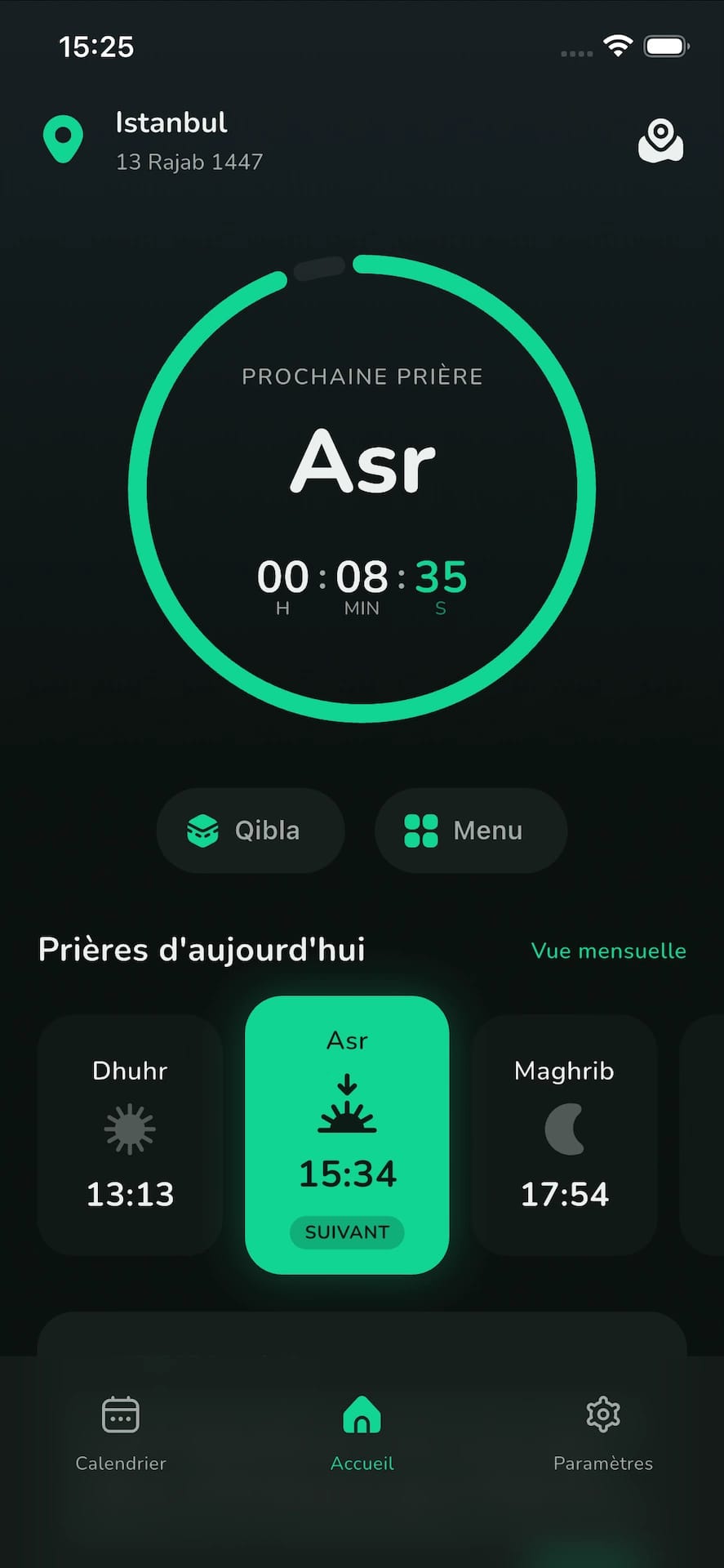Application WAQT des Heures de Prière
