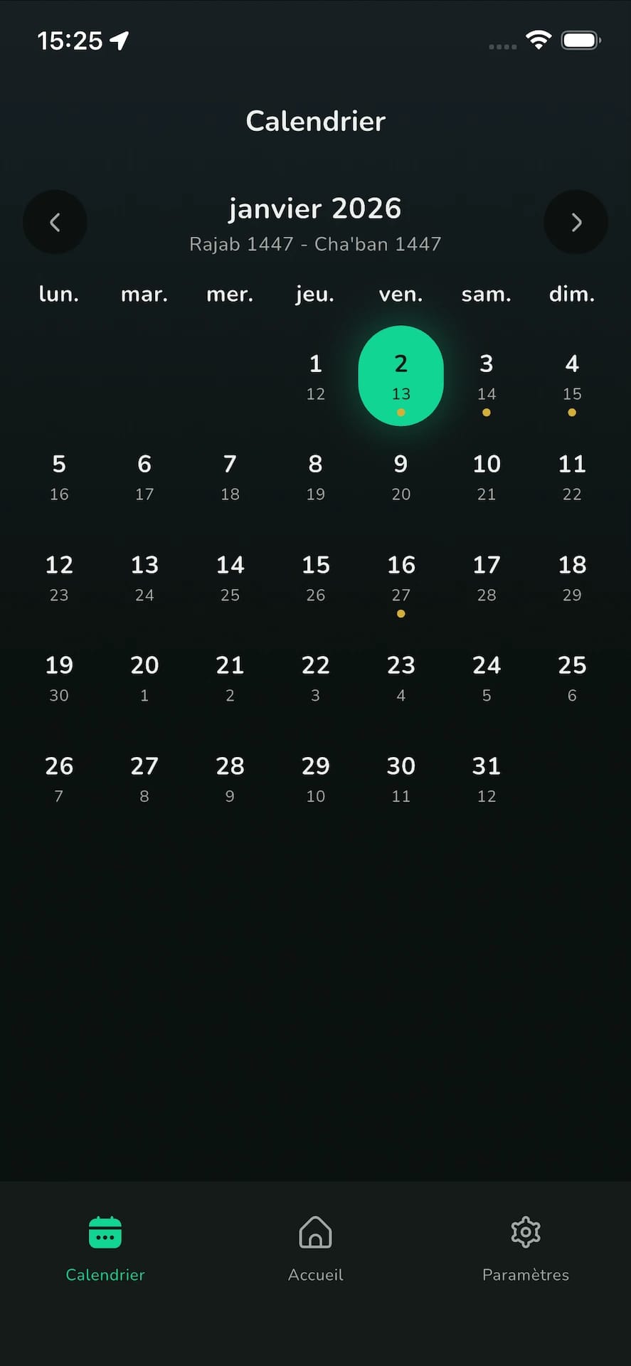 Heures de Prière et Calendrier