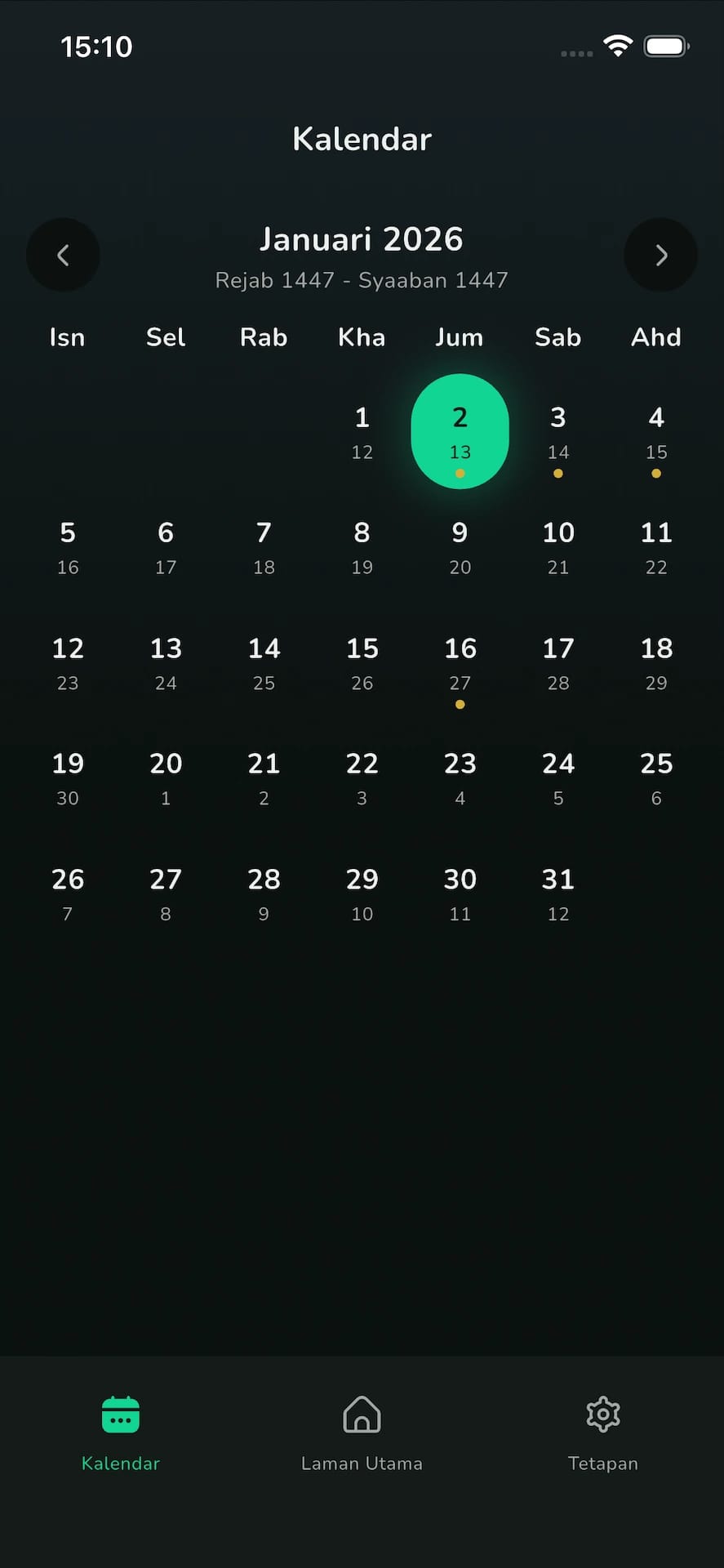 Waktu Solat & Kalendar