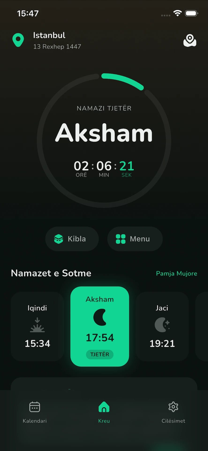 Aplikacioni WAQT i Kohës së Namazit